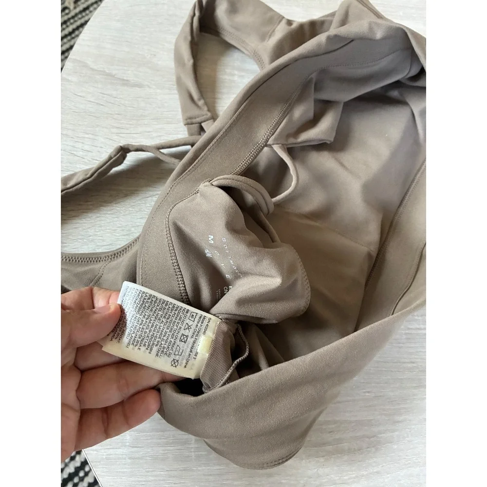 HM Move SoftMove Sports Bra Taupe Brown Strappy Cross Back Medium Support XL